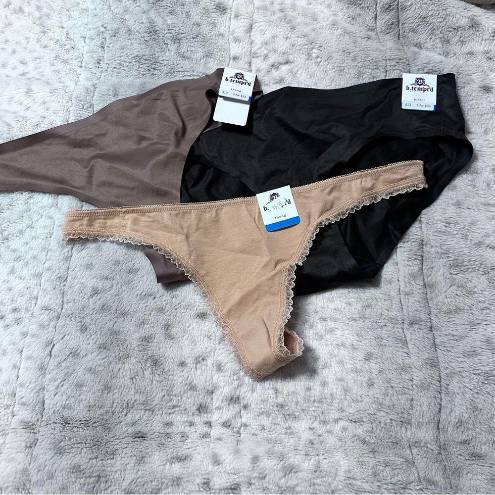 New b.tempt'd by Wacoal b.sleek Thong Panty (2) And One bikini - NWT Size xl